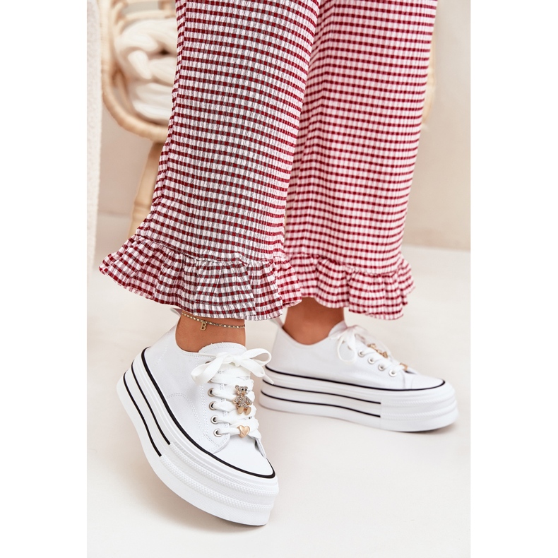 Ženske tenisice na platformi sa zlatnim igle bijelim bijela 2