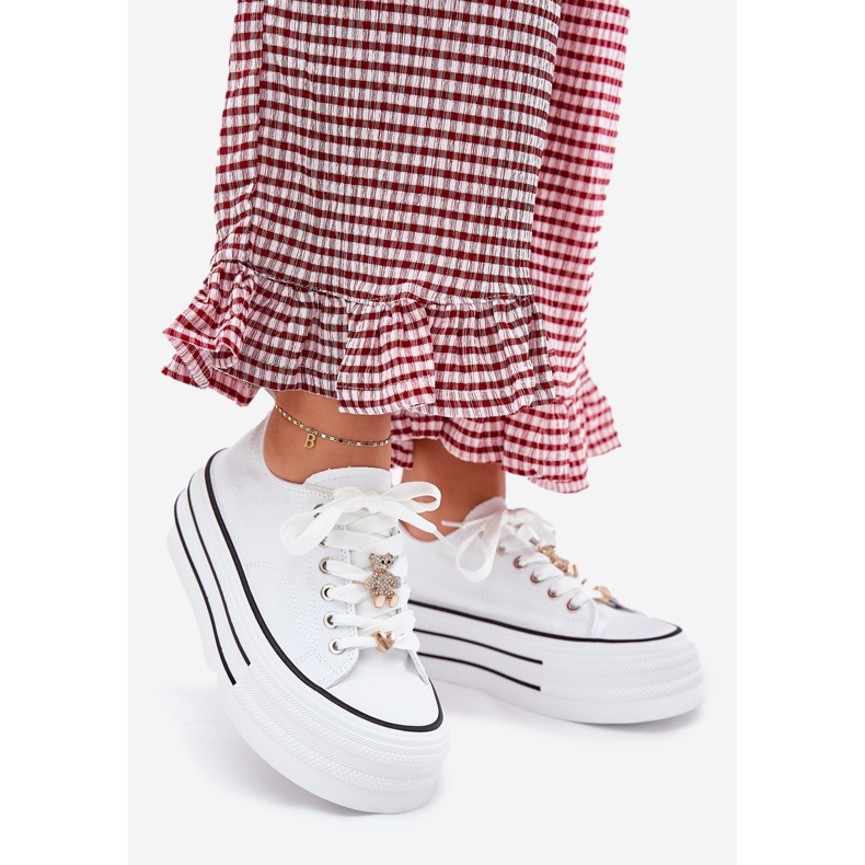 Ženske tenisice na platformi sa zlatnim igle bijelim bijela 1