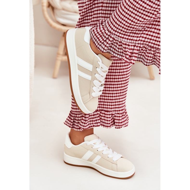 Ženske tenisice sportske cipele s eko kožom bež 2