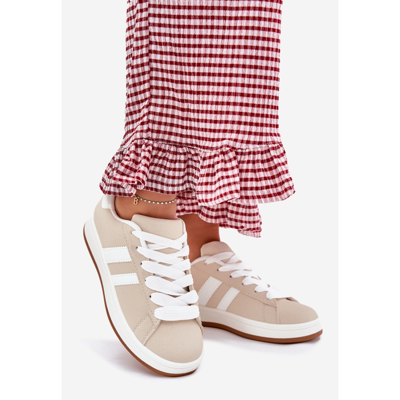 Ženske tenisice sportske cipele s eko kožom bež 1