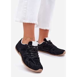 Ženske sportske cipele s Eco Suede crnom crna 1