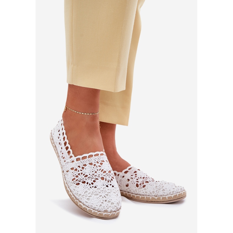 Ženska čipkana bijela espadrilles 1