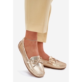 Ženske eko kože Zlatni natikači s lukom zlatna 1
