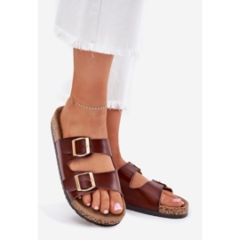 EVento Ženski klip s ekološkim kopčama smeđu kožu smeđa 1