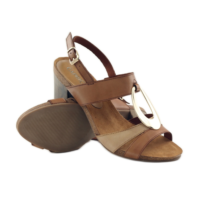 Caprice sandale ženske cipele s ukrasom 28307 smeđa žuta boja 3