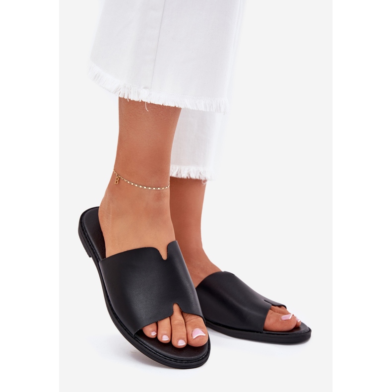 EVento Ženski prelepoljci s ravnim kožnim kožnim crnom bojom crna 1