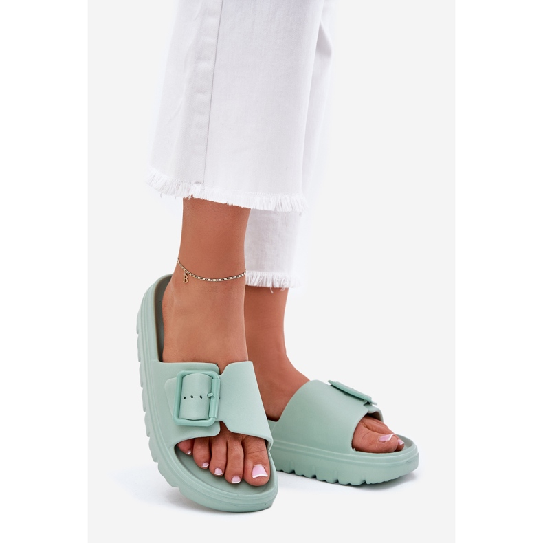 EVento Ženska pjenasti lete na platformi sa zelenom kopčom zelena 1