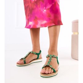 Zelene sandale ukrašene cirkonima zelena 1