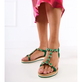 Zelene sandale ukrašene cirkonima zelena 2