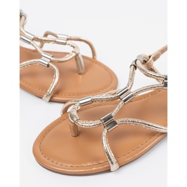 Ženske sandale prevrću se -dekorativnim prugama zlatna 1