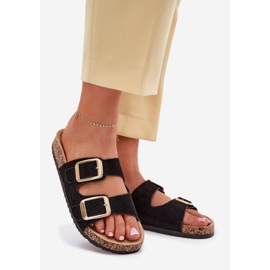 Ženski proleti s ekološkim zlatnim kopčama Eco suede Crne kopče crna 1