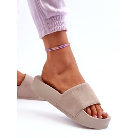 Ženske natikače od brušene kože na platformu Big Star NN274A671 bež 3