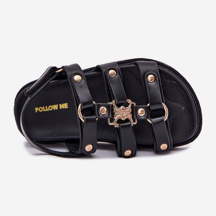 Djevojke sandale sa zlatnim detaljima crne crna 2