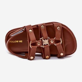 Djevojke sandale sa zlatnim detaljima smeđa 2