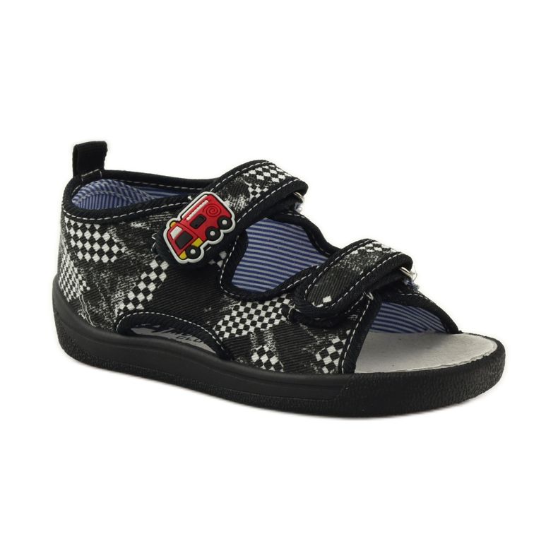 American Club Američke kožne sandale sa ulošcima bijela crno 1