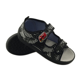 American Club Američke kožne sandale sa ulošcima bijela crno 3