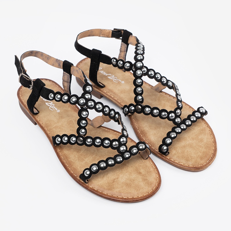 Crne sandale ukrašene klinovima crno 2