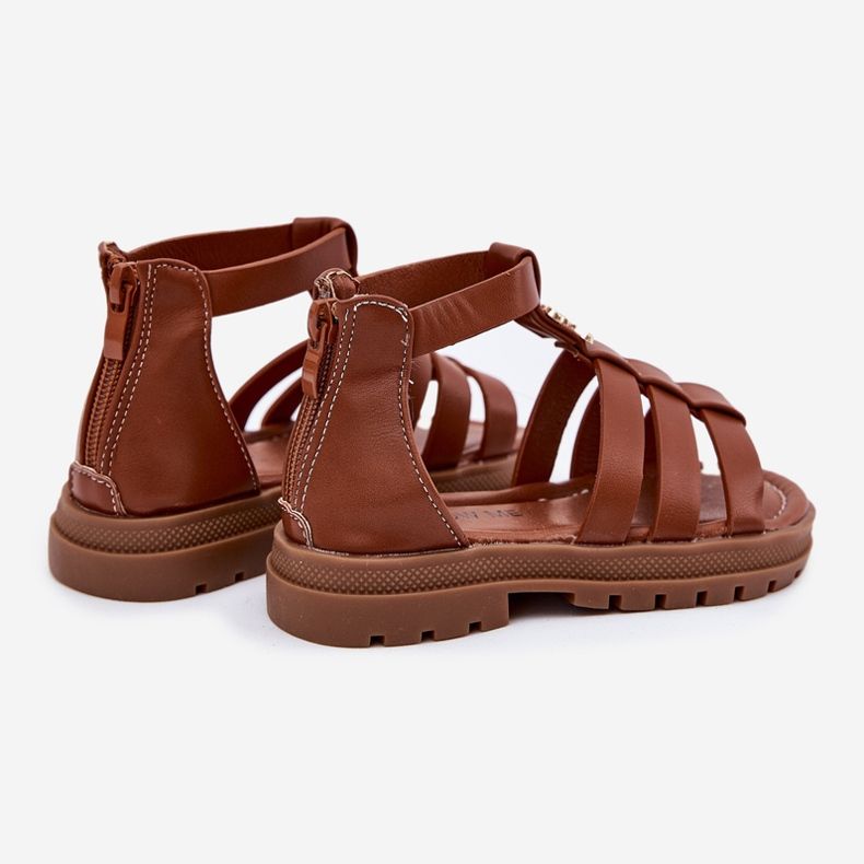 Djevojke gladijatorske sandale sa zlatnim detaljima smeđe smeđa 2