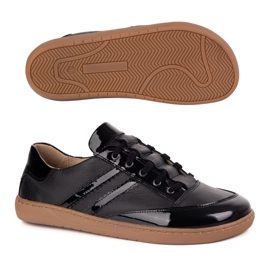 Tenisice bosonoge ženske kaia olivier - anatomske kožne cipele crni floter s lakom crna 2