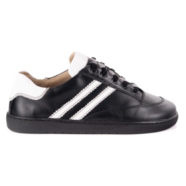 Tenisice bosonoge žene Olivier Crne kožne cipele s bijelom crno 2