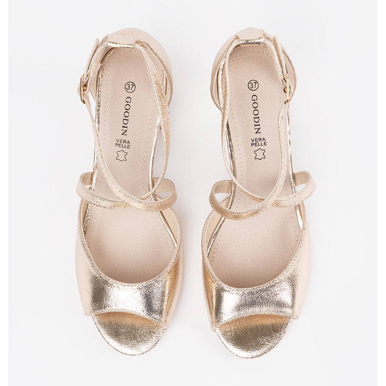 Goodin Zlatne sandale na niskom postu zlatna 2