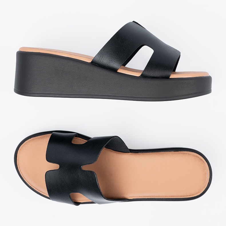 Seastar Ženske crne papuče platforme crno 1