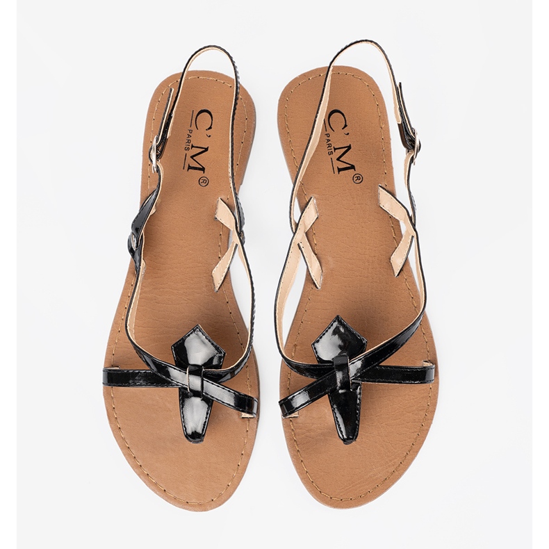 Crne ravne sandale crno 1