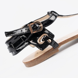 Crne ravne sandale u stilu japanskog crno 2