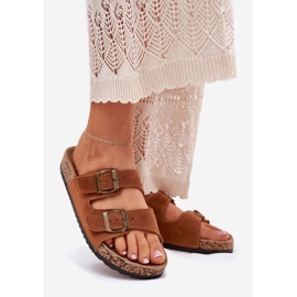 Suede Flip Plops na plutama s kamilicama smeđa 1