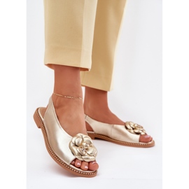 Kožne ravne sandale s ukrasom chebello 4642 zlato zlatni 2