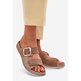 Ženski klip s kopčom i čičak inblu mk000013 smeđe boje smeđa 1