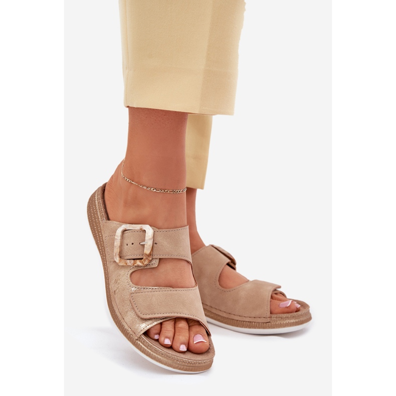 Ženski klip s kopčom i čičak inblu mk000013 bež 1