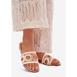 Kukičane ženske ravne potpetice bež 2