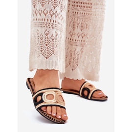 Kukičani ženski stan s ravnim potpeticama crnim crna 1