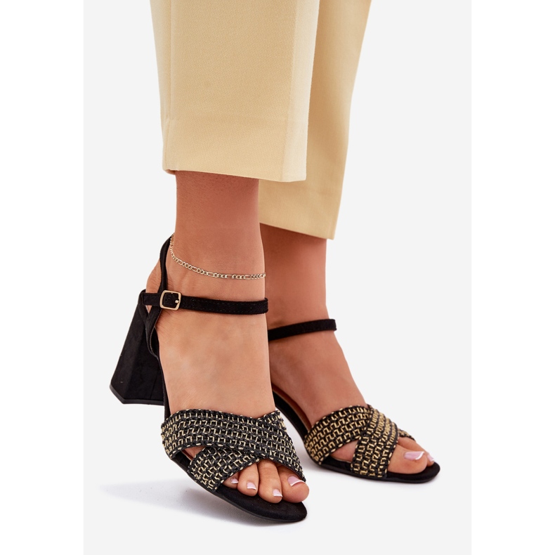 Ženske sandale na visoku petu crne crno 1