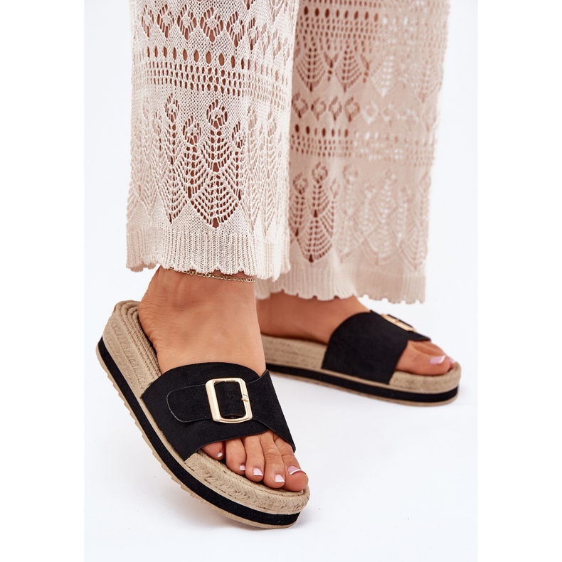 Ženski klip na platformi sa zlatnom stezaljkom crnom crna 2