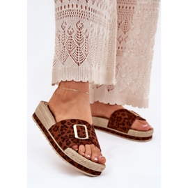 Ženski klip na platformu s kopčom od leoparda od zlatne kopče smeđa 2