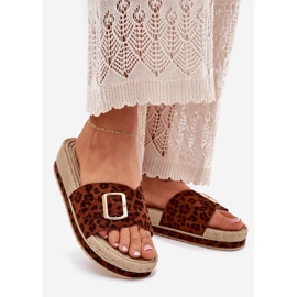 Ženski klip na platformu s kopčom od leoparda od zlatne kopče smeđa 1