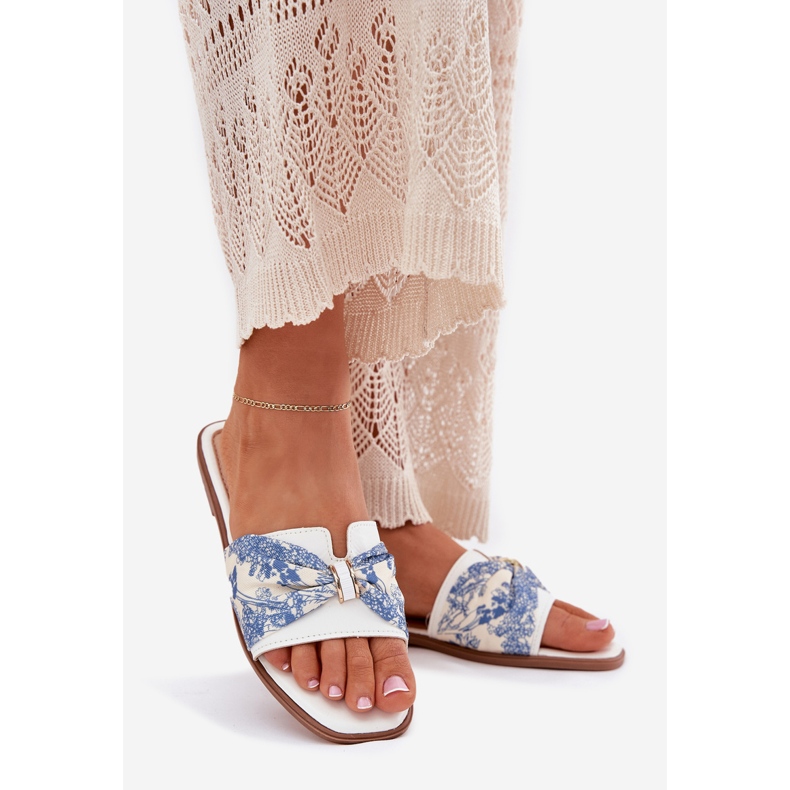 Ravni -oled ženski flip flip s bijelim lukom bijela 1