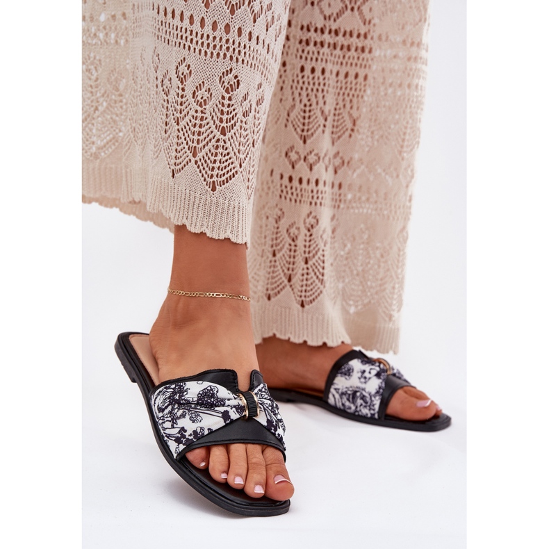 Ravni -oled ženski flip flip s crnim lukom crno 2