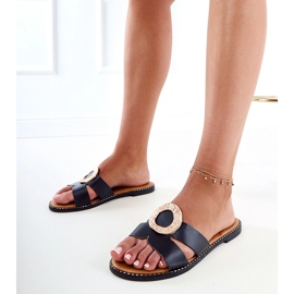 Crni okretni vipe sa zlatnim ukrasom i izrezima na pojasu crno 2