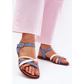 Sergio Leone Ženske sandale sa Sergiom Leone SK090H Plave trake plava 2