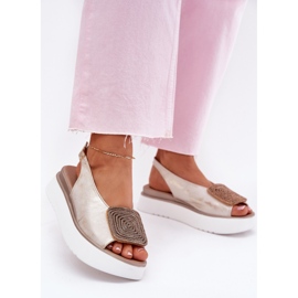 Zazoo 1786 Ženske kožne sandale na platformi s ukrašenim ukrasom ukrasnog ukrasa zlatna 2