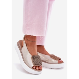 Zazoo 1786 Ženske kožne sandale na platformi s ukrašenim ukrasom ukrasnog ukrasa zlatna 1