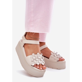 Ženske kožne sandale na platformi Chebello 4701 bež 1