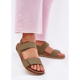 Ženske kožne sandale inblu aa0001ki zelena 2