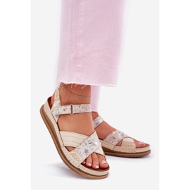Ženske kožne sandale na platformi Maciejka L7064-37 ECRU bež 1