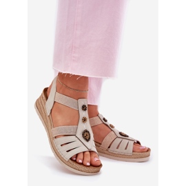 Ženske klinove sandale s ukrasima Inblu RV000015 bež 1