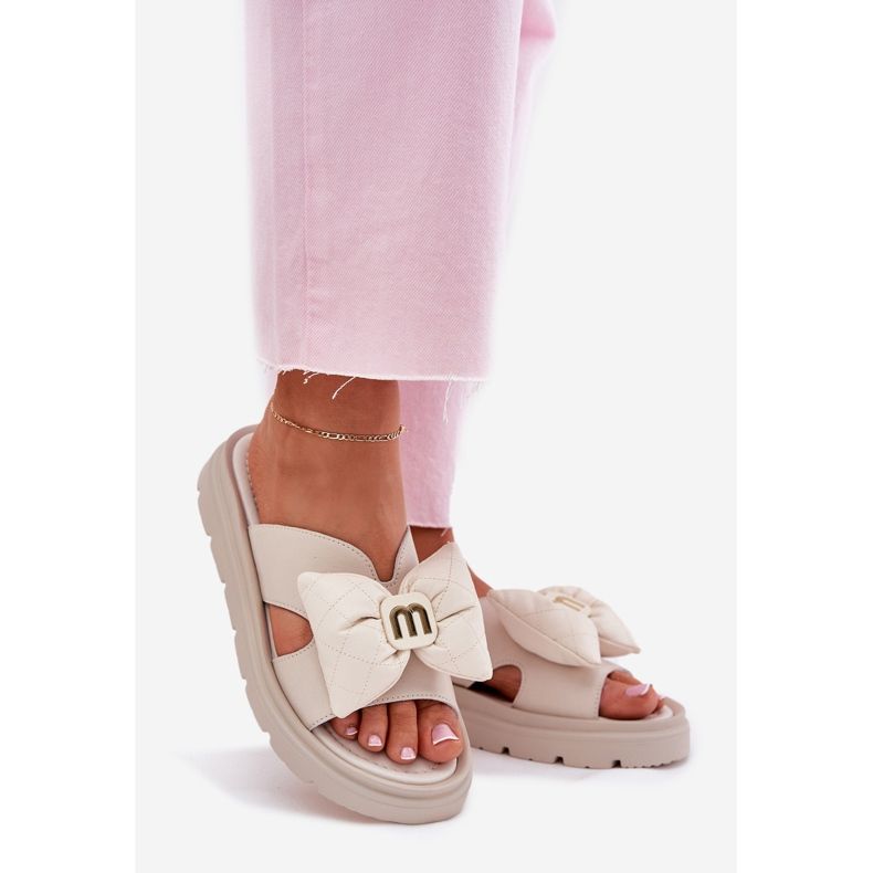 Ženska kožna kožna lepršaka na platformi s Chebello 4647 bež 1