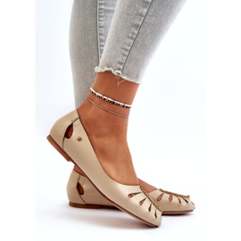 Zazoo 10009 udobna kožna ženska balerina bež 5